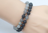 CGB7647 8mm black lava & labradorite gemstone mala stretchy bracelets