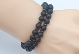 CGB7654 8mm black lava & matte black onyx mala stretchy bracelets