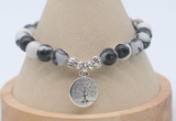 CGB7769 8mm black & white jasper bead with luckly charm bracelets