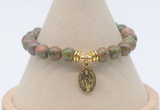 CGB7797 8mm unakite bead with luckly charm bracelets wholesale