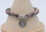 CGB7802 8mm rhodonite bead with luckly charm bracelets wholesale