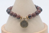 CGB7803 8mm mahogany obsidian bead with luckly charm bracelets