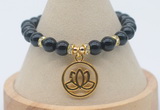 CGB7805 8mm black obsidian bead with luckly charm bracelets