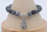 CGB7806 8mm snowflake obsidian bead with luckly charm bracelets