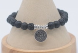 CGB7808 8mm black lava bead with luckly charm bracelets wholesale