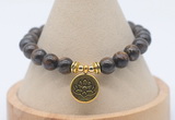 CGB7809 8mm bronzite bead with luckly charm bracelets wholesale