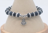 CGB7836 8mm matte Tibetan agate bead with luckly charm bracelets