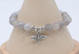 CGB7838 8mm grey banded agate bead with luckly charm bracelets