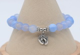 CGB7839 8mm blue banded agate bead with luckly charm bracelets