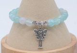 CGB7840 8mm sea blue banded agate bead with luckly charm bracelets