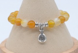 CGB7841 8mm yellow banded agate bead with luckly charm bracelets