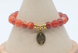 CGB7843 8mm red banded agate bead with luckly charm bracelets