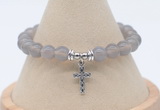 CGB7853 8mm grey agate bead with luckly charm bracelets