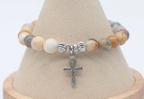 CGB7856 8mm yellow crazy lace agate bead with luckly charm bracelets