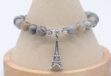 CGB7858 8mm silver needle agate bead with luckly charm bracelets