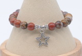 CGB7863 8mm red moss agate bead with luckly charm bracelets