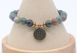 CGB7865 8mm Indian agate bead with luckly charm bracelets