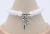 CGB7870 8mm white candy jade bead with luckly charm bracelets