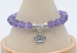 CGB7889 8mm amethyst bead with luckly charm bracelets wholesale