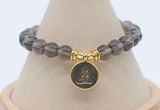 CGB7892 8mm smoky quartz bead with luckly charm bracelets