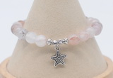 CGB7896 8mm pink quartz bead with luckly charm bracelets