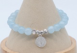 CGB7901 8mm aquamarine gemstone bead with luckly charm bracelets