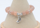 CGB7909 8mm moonstone bead with luckly charm bracelets wholesale