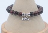 CGB7918 8mm red tiger eye bead with luckly charm bracelets