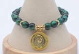 CGB7925 8mm green tiger eye bead with luckly charm bracelets