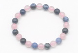 CGB8010 8mm rose quartz & sodalite gemstone beaded stretchy bracelets