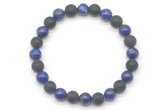 CGB8047 8mm lapis lazuli & matte black agate beaded stretchy bracelets