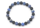 CGB8048 8mm matte lapis lazuli & matte black agate beaded stretchy bracelets