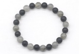 CGB8053 8mm labradorite & matte black agate beaded stretchy bracelets