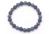 CGB8067 8mm lapis lazuli & black lava beaded stretchy bracelets