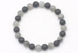 CGB8072 8mm labradorite & black lava beaded stretchy bracelets