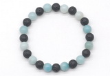 CGB8077 8mm amazonite & black lava beaded stretchy bracelets