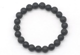 CGB8079 8mm matte black agate & black lava beaded stretchy bracelets