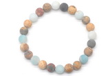 CGB8080 8mm matte amazonite, picture jasper & picasso jasper beaded stretchy bracelets