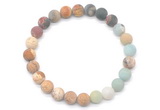 CGB8081 8mm matte amazonite, picture jasper & picasso jasper beaded stretchy bracelets