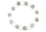 CGB8087 8mm matte white crystal & labradorite beaded stretchy bracelets