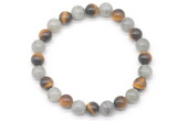 CGB8088 8mm matte yellow tiger eye & labradorite beaded stretchy bracelets