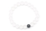 CGB8089 8mm matte white crystal & matte black agate beaded stretchy bracelets