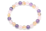 CGB8094 8mm amethyst, citrine & rose quartz beaded stretchy bracelets