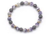 CGB8104 8mm dogtooth amethyst, garnet & hematite power beads bracelet