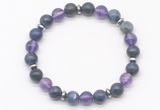 CGB8106 8mm sodalite, amethyst & hematite power beads bracelet