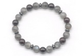 CGB8109 8mm labradorite, garnet & hematite power beads bracelet