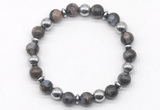 CGB8115 8mm grey opal & hematite power beads bracelet