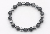 CGB8116 8mm black labradorite & hematite power beads bracelet