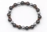 CGB8117 8mm bronzite & hematite power beads bracelet