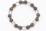 CGB8118 8mm bronzite, white crystal & hematite power beads bracelet